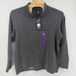 GAP Quarter Zip Pullover Men's XXL Heathered Black NEW Marled Knit Mock Neck